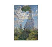 Claude Monet - La Promenade, femme avec un parasol - Poster décoratif sur toile pour salon, chambre à coucher, 30 x 45 cm