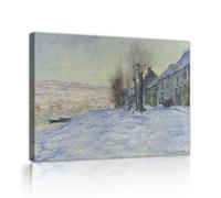 Claude Monet Lavacourt sous la Neige Toile sur châssis, Paysage d Hiver Impressionniste Affiche Tableau pour Salon Maison Déco 85x120cm