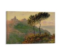 Claude Monet - L'église de Varengeville, Contre la lumière du soleil - Impression sur toile - Décoration murale - Esthétique pour chambre - 20 x 30 cm