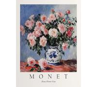 Claude Monet Nature morte Affiche Impressions abstraites Image d’art mural en couleur《Vase à fleurs de roses》Claude Monet Peinture sur toile pour la décoration intérieure 50x60cm Non encadré