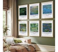 Claude Monet Nymphéas Art Poster Print Pont japonais Nymphéas Impression Toile Peinture Salon Décor À La Maison 50x70cmx6Pcs Sans Cadre