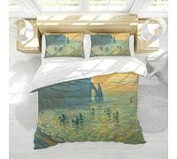 Claude Monet Parure de lit esthétique avec Housse de Couette Mer et voilier 3 pièces Ensembles de Housse de Couette Confort Housse de Couette 2 taies d'oreiller 135x200 cm