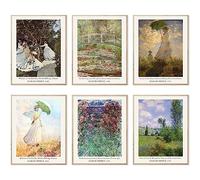 Claude Monet - Peinture à l'huile classique - Impressions sur toile - Affiches d'artistes célèbres - Décoration murale esthétique (20,3 x 25,4 cm, sans cadre, style F)