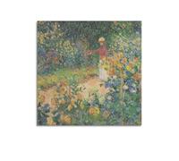 Claude Monet Peintures - (Dans le jardin) Affiche murale Art Impressions Photo Tableau Peintures Décoration d'intérieur 70 x 70 cm