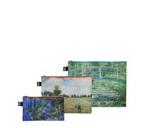 Claude Monet Poches zippées recyclées, Vert/Bleu/Blanc, Mallette cosmétique