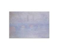 Claude Monet - Pont de Waterloo - Impression sur toile Effet du brouillard - Impression sur toile décorative avec cadre sans cadre 50 x 75 cm