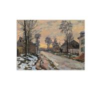 Claude Monet Tableau. Célèbre Impression sur Toile. Route au soleil couchant. Affiche Mural Décoration Salon Chambre Maison 85x60cm Sans Cadre