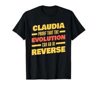 Claudia Evolution Peut Aller à l'envers Nom drôle de Claudia T-Shirt Graphique avec Valeur