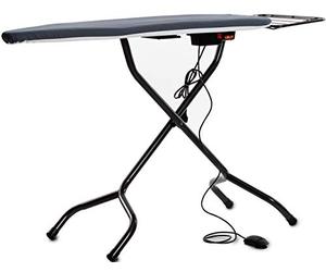 Claudia, table à repasser avec surface chauffante, fonction d’aspiration avec commande à pédale et pointe fuselée