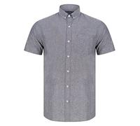 Claudius Chambray Cotton Short Sleeve Shirt in Black - Tokyo Laundry - L