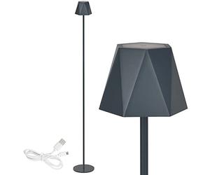 Clauss 10015 Lampadaire LED rechargeable par USB sans fil avec variateur d'intensité en métal pour intérieur et extérieur IP54 Gris