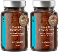CLAV® Zinc Bisglycinate 25mg, Haute Dose & Végétal, 180 Comprimés (Lot de 2)