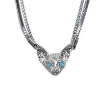 Clavicule à tête de Chat foncé à la Mode Douce Froide Chaîne de clavicule Chaîne Senior Tempéra de léopard Collier de tête de léopard