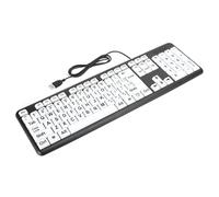 Clavier à Gros Caractères, Claviers d'écriture de Type pour Ordinateurs avec Touches Blanches à Gros Caractères, Grand Clavier Noir à Basse pour Les Personnes âgées (Black)