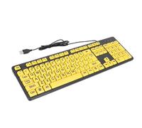 Clavier à Gros Caractères, Filaires USB, Clavier D'ordinateur à Contraste élevé, Touches Jaunes avec Lettres Noires, Clavier Ergonomique Portable Pleine Taille pour Malvoyants