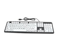 Clavier à Gros Caractères, Noir Basse avec Touches Blanches à Gros Caractères, Claviers d'écriture pour Ordinateurs, Grand Clavier pour Personnes âgées (Black)