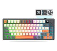 Clavier à membrane, clavier de jeu sans fil 75 % avec écran et bouton de volume, BT/2,4 G/USB-C, clavier de jeu RVB avec touches PBT, batterie 2000 mAh, prise en charge logicielle pour PC, ordinateur
