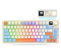 Clavier à membrane, clavier de jeu sans fil 75 % avec écran et bouton de volume, BT/2,4 G/USB-C, clavier de jeu RVB avec touches PBT, batterie 2000 mAh, support logiciel pour PC, ordinateur portable