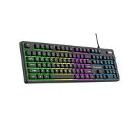 Clavier à membrane rétroéclairé avec molette de défilement gaming RGB - noir