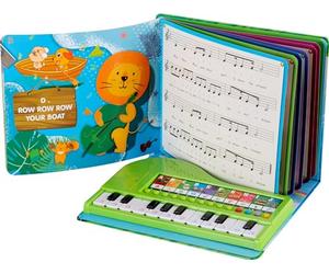 Clavier à Touches Lumineuses Funkey pour Enfants et Tout-Petits dès 3 Ans - Livre de Musique Illustré pour Chanter et Jouer avec 10 Chansons et 10 Sons - Jouet Musical Instrument