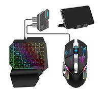 Clavier à Une Main | 35 Touches Demi-Clavier et Souris Ergonomique Combo avec Rétroéclairage LED - Kit de Jeu Professionnel pour Jeux Mobiles, Charge Rapide Delr