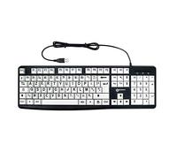 Clavier Alphanumérique Filaire de Geemarc avec Grands Caractères Noirs sur Larges Touches Blanches - Contraste Élevé pour Personnes Malvoyantes - Compatible avec Windows XP, Vista, 7, 8, 10 - AZERTY