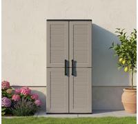 Clavier Armoire d'extérieur multifonction avec étagères, 68 x 37 x 163 cm, gris et noir, finition rayures