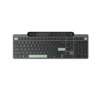 - Clavier - auto-rechargeable - sans fil - Bluetooth 5.1 - US avec le symbole de l'euro - noir - boîtier marron