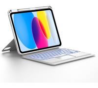 Clavier avec Trackpad pour iPad A16 11 EME Generation 2025/10 EME Generation 10.9"" 2022, Combo Touch AZERTY Français Clavier Détachable avec Pavé Tactile pour iPad 11 A16 2025, Blanc