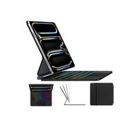 Clavier AZERTY MICREAR pour iPad Air 13" M3 (2025)/M2 (2024) / iPad Pro 12.9" (Gén 3-6) - Rétroéclairé 7 Couleurs