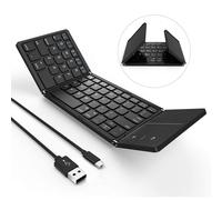 Clavier Bluetooth 3.0 pliable - USB à deux modes câblé avec pavé tactile rechargeable pour tablette Android Smartphone Android Téléphones Portables - Noir
