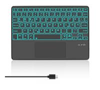 Clavier Bluetooth allemand avec trackpad multi-touch, éclairage 7 couleurs, clavier sans fil Bluetooth pour iPhone, iPad, Samsung, Lenovo, Huawei, Xiaomi, compatible Windows, Android, iOS, noir