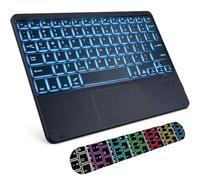 Clavier Bluetooth avec Pavé Tactile pour Tablette, sans Fil Clavier Rétroéclairé, Clavier Léger Fin, QWERTY US avec trackpad, für iPad/Smartphone/Tablette/Android/Ordinateur Portable/Win/PC,10",Noir
