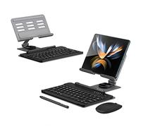 Clavier Bluetooth avec souris + stylet + support pliable Compatible avec Samsung Galaxy Z Fold 4/Fold 3 Clavier et souris sans fil (gris)