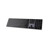 Clavier Bluetooth fin pour Mac, clavier rechargeable en aluminium, sans fil, touche plate silencieuse, compatible avec Apple iMac, MacBook, Mac et iOS, taille complète, gris sidéral