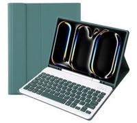 Clavier Bluetooth FOXDOCK pour iPad Pro 11 2024 (M4) support amovible couleur bonbon, étui à rabat en cuir avec emplacement pour stylo-Vert foncé