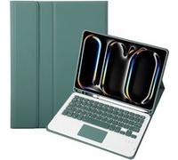 Clavier Bluetooth pour iPad Pro 11 2024 Ultra-Slim Folding Stand Flip Leather Cover with Touchpad and Stylus Slot-Vert foncé