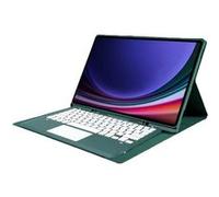 Clavier Bluetooth pour Samsung Galaxy Tab S10 Ultra Ultra-Slim Folding Stand Flip Leather Cover with Touchpad and Stylus Slot-Vert foncé