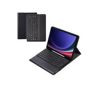 Clavier Bluetooth FOXDOCK pour Samsung Galaxy Tab S9 FE Plus support amovible couleur bonbon, étui à rabat en cuir avec emplacement pour stylo-Noir