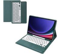 Clavier Bluetooth FOXDOCK pour Samsung Galaxy Tab S9 Plus support amovible couleur bonbon, étui à rabat en cuir avec emplacement pour stylo-Vert foncé G