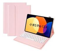 Clavier Bluetooth FOXDOCK pour Xiaomi Pad 5 Pro 12.4 pouces avec étui fin amovible en cuir PU-Rose