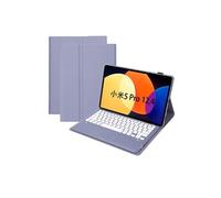 Clavier Bluetooth FOXDOCK pour Xiaomi Pad 5 Pro 12.4 pouces avec étui fin amovible en cuir PU-Violet