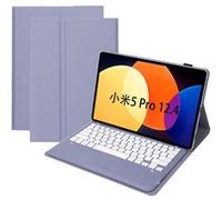 Clavier Bluetooth FOXDOCK pour Xiaomi Pad 5 Pro 12.4 pouces avec étui fin amovible en cuir PU-Violet