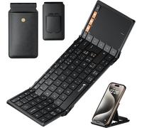 Clavier Bluetooth Pliable AZERTY Portable avec Pavé Tactile pour Voyage, Clavier iPad pour iOS, Microsoft Surface, Android, Windows Tablette - Noir