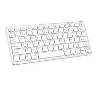 Clavier Bluetooth Sans Fil AZERTY pour iPad, iPhone, Tablette et PC Portable, Compatible Windows, Android, iOS - Blanc