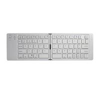 Clavier Bluetooth sans fil pliable et portable, touches silencieuses, compatible avec plusieurs systèmes, rechargeable, convient aussi bien aux téléphones portables qu'aux tablettes (blanc)