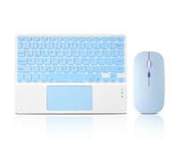 Clavier Bluetooth ultra fin avec pavé tactile et souris intégrés - Mini clavier sans fil rechargeable 7 couleurs rétroéclairé pour Apple iPad iPhone Samsung Tablette iPhone Smartphone iOS Android