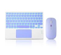Clavier Bluetooth ultra fin avec pavé tactile et souris intégrés - Mini clavier sans fil rechargeable 7 couleurs rétroéclairé pour Apple iPad iPhone Samsung Tablette iPhone Smartphone iOS Android