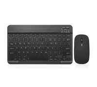 Clavier Bluetooth ultra fin portable sans fil rechargeable pour Apple iPad, iPhone, Samsung, tablette, téléphone, smartphone, iOS, Android, Windows (10 pouces, noir)