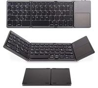 Clavier BT sans Fil Mini Clavier Pliant Clavier BT Portable Ultra Mince avec Écran Tactile pour Windows/Android/iOS Noir